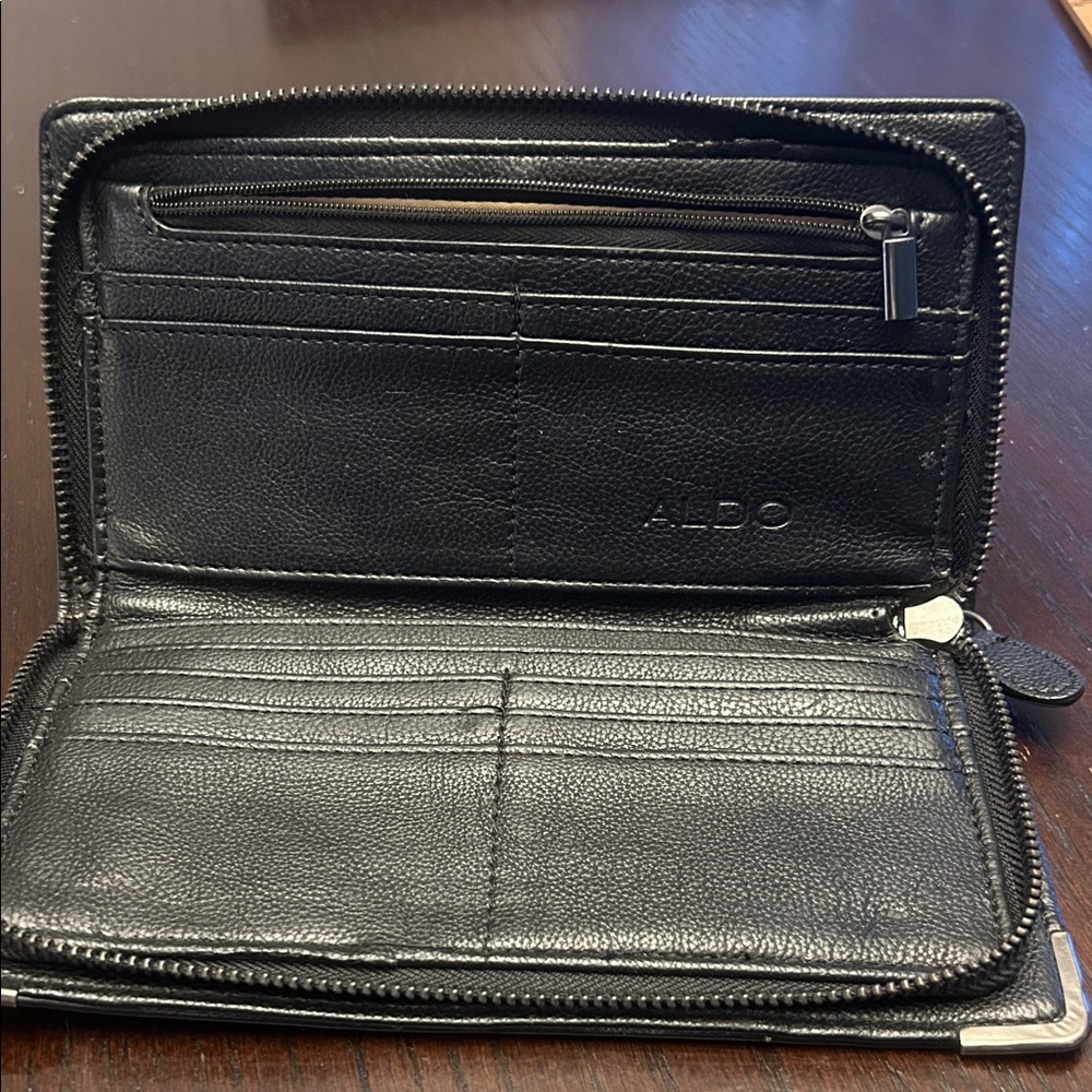 Aldo Black Zip-Around Wallet